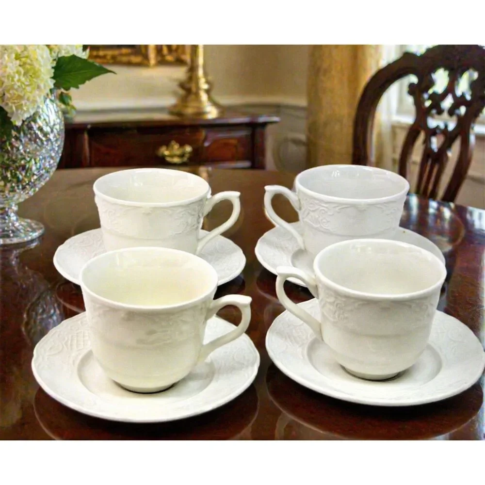 Johnson Brothers RICHMOND White Cup / Saucer Set of 4 Replacement